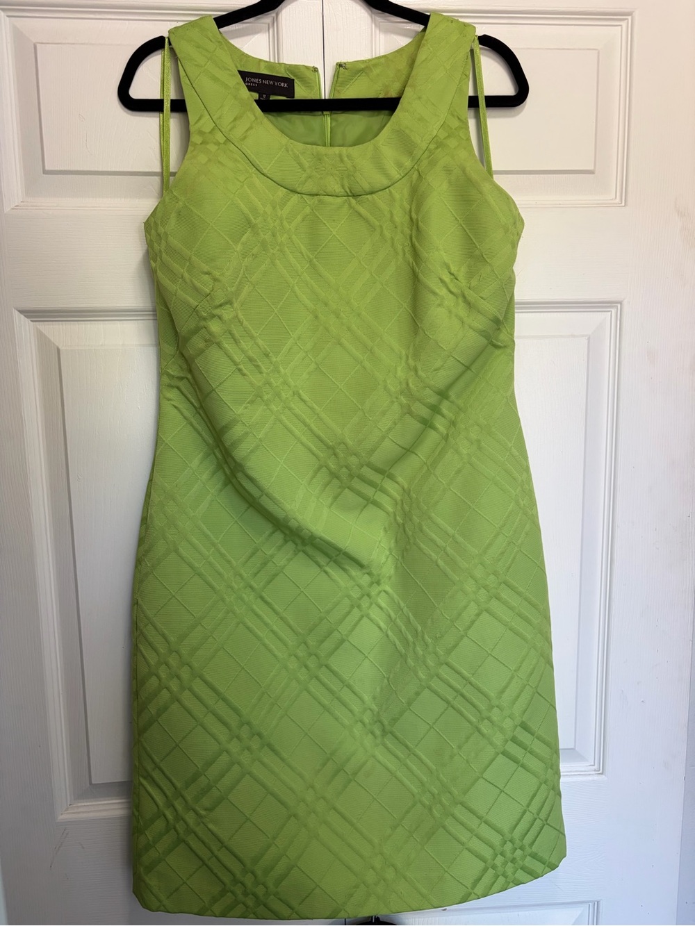Vtg Jones New York Lime Green Sleeveless Shift Dress 12 flaws - Picture 4 of 12